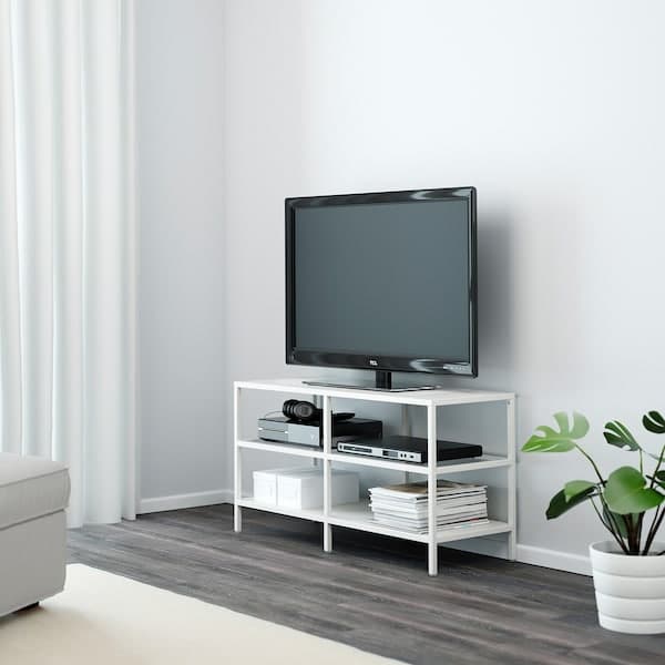 VITTSJÖ - TV cabinet, white/glass, 100x36x53 cm , 100x36x53 cm - best price from Maltashopper.com 50303434