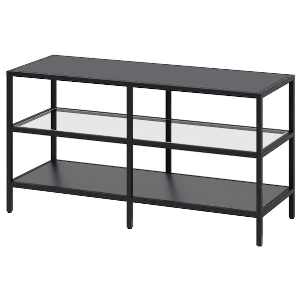 VITTSJÖ - TV bench, black-brown/glass, 100x36x53 cm