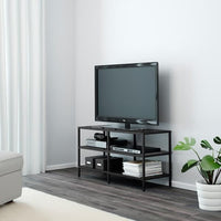 VITTSJÖ - TV bench, black-brown/glass, 100x36x53 cm - best price from Maltashopper.com 70303428