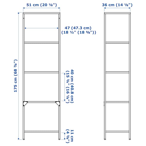 Ikea VITTSJÖ - Shelf, white/glass, 51x175 cm