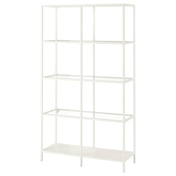 VITTSJÖ - Shelf, white/glass, 100x175 cm