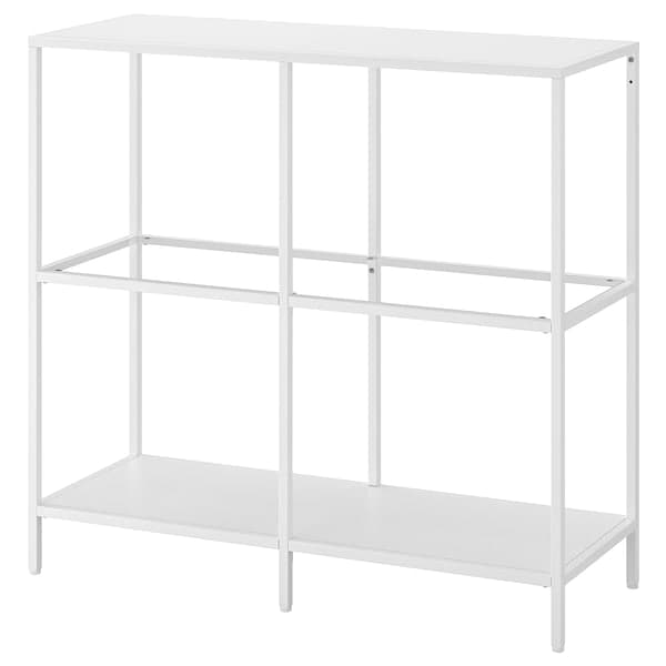 VITTSJÖ - Shelf, white/glass, 100x93 cm