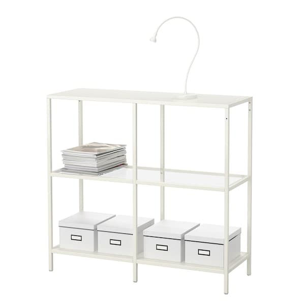 VITTSJÖ - Shelf, white/glass, 100x93 cm - best price from Maltashopper.com 10305802