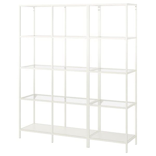 Ikea VITTSJÖ - Sectional shelf unit, white/glass, 151x36x175 cm
