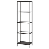 VITTSJÖ shelving unit, black-brown/glass, 51x175 cm