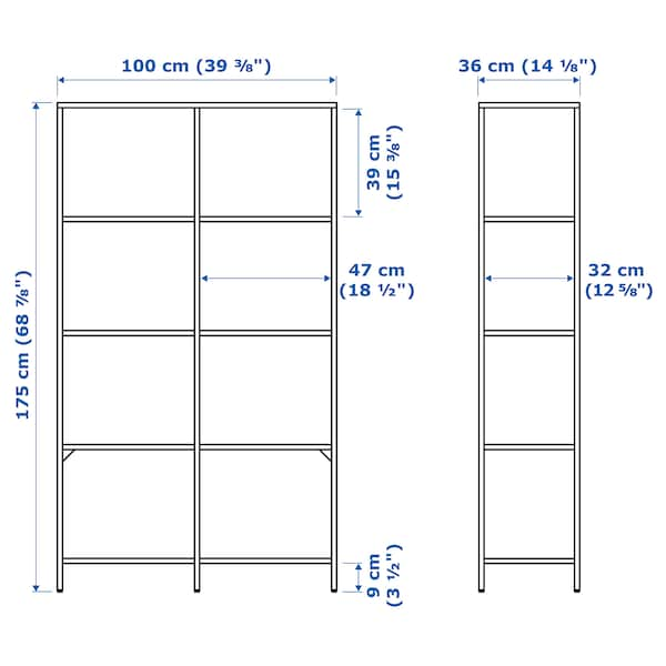 VITTSJÖ - Shelving unit, black-brown/glass, 100x175 cm - best price from Maltashopper.com 20213312