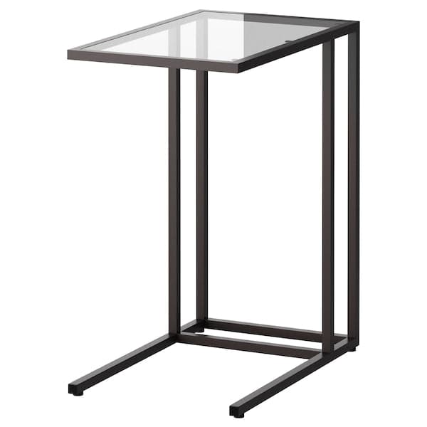 Ikea VITTSJÖ - Laptop stand, black-brown/glass, 35x65 cm