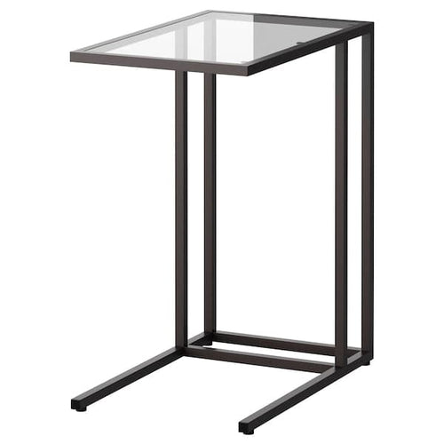 VITTSJÖ laptop stand, black-brown/glass, 35x65 cm