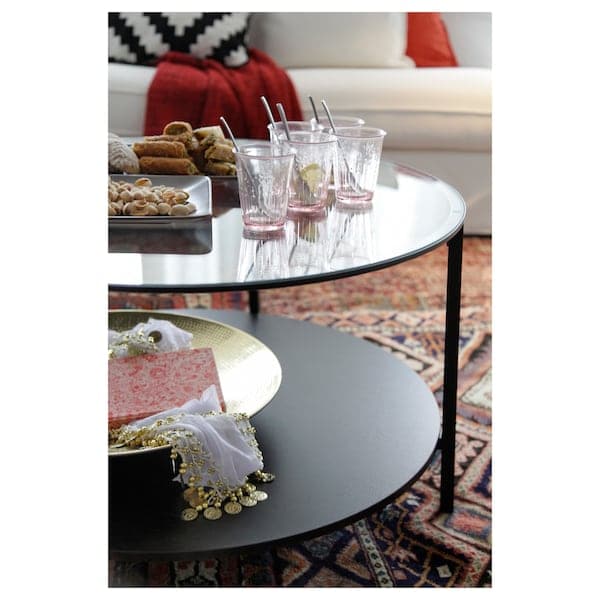 Ikea VITTSJÖ - Coffee table, black-brown/glass, 75 cm