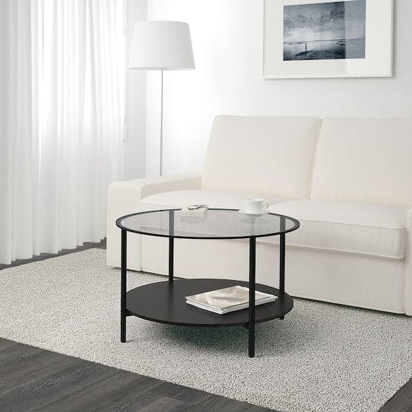 Ikea VITTSJÖ - Coffee table, black-brown/glass, 75 cm