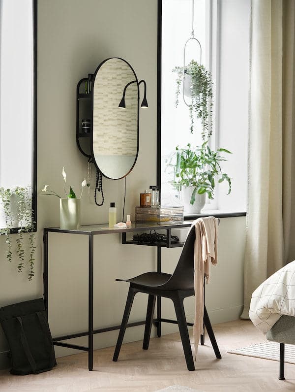 Ikea VITTSJÖ - Laptop table, black-brown/glass, 100x36 cm