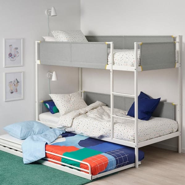 VITVAL - Bunk bed frame with underbed, white/light grey, 90x200 cm