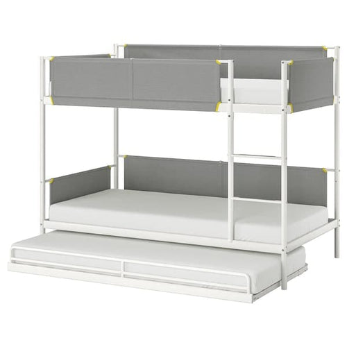 VITVAL - Bunk bed frame with underbed, white/light grey, 90x200 cm