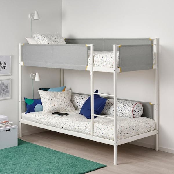 Ikea VITVAL - Bunk bed frame, white/light grey, 90x200 cm