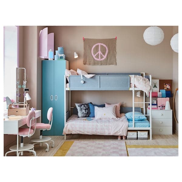Ikea VITVAL - Bunk bed frame, white/light grey, 90x200 cm
