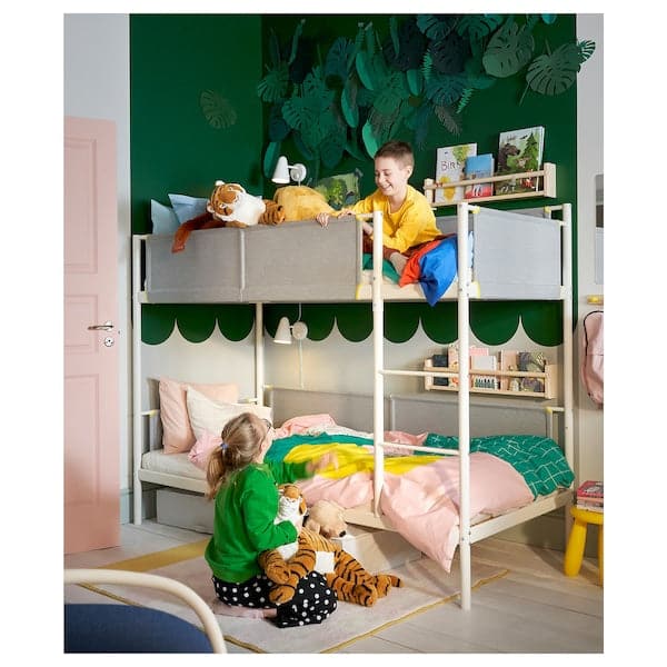 Ikea VITVAL - Bunk bed frame, white/light grey, 90x200 cm
