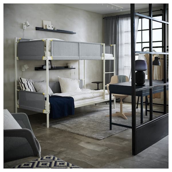 Ikea VITVAL - Bunk bed frame, white/light grey, 90x200 cm