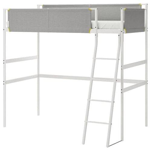 VITVAL - Loft bed frame, white/light grey, 90x200 cm