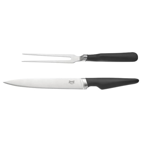 VÖRDA - Carving fork and carving knife, black