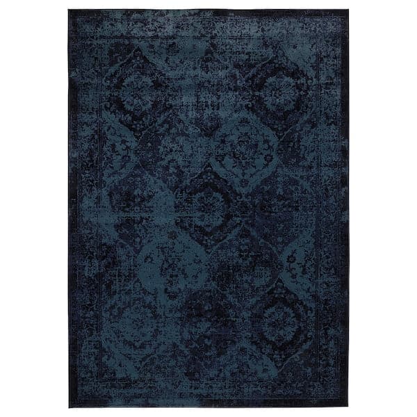 VONSBÄK - Rug, low pile, dark blue, 133x195 cm - best price from Maltashopper.com 70528890
