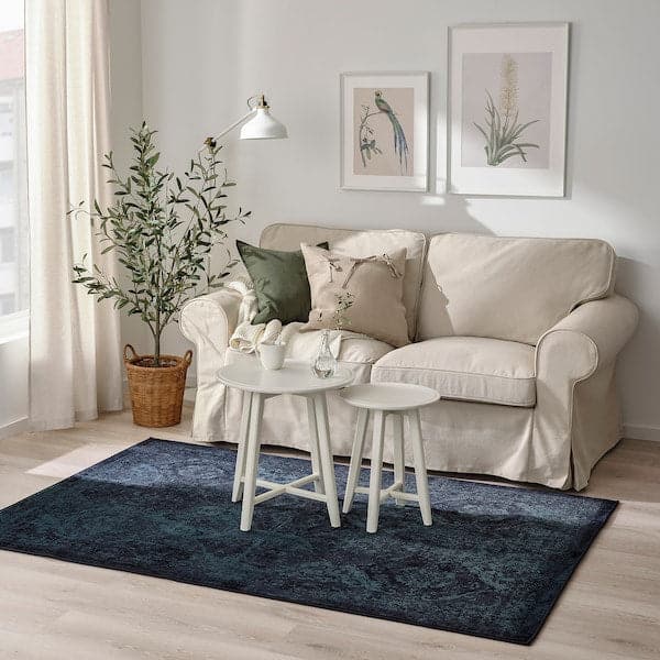 VONSBÄK - Rug, low pile, dark blue, 133x195 cm - best price from Maltashopper.com 70528890