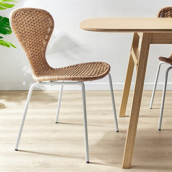 Ikea VOXLÖV / ÄLVSTA - Table and 4 chairs, light bamboo/rattan white, 180x90 cm