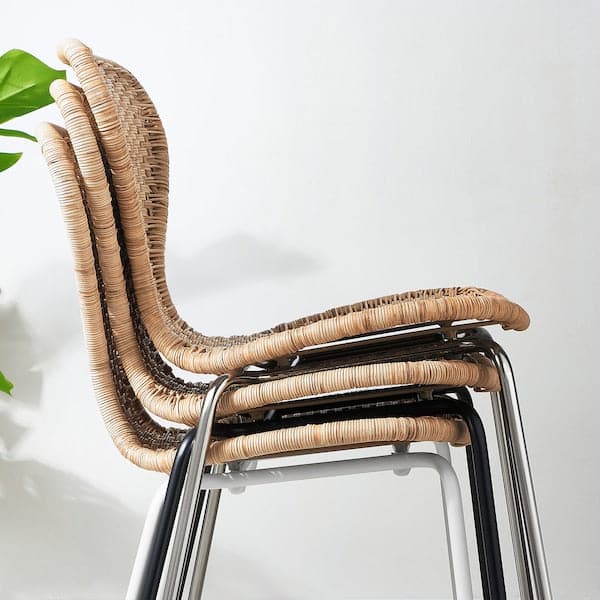 Ikea VOXLÖV / ÄLVSTA - Table and 4 chairs, light bamboo/rattan white, 180x90 cm