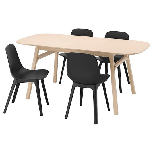Ikea VOXLÖV / ODGER - Table and 4 chairs, bamboo/anthracite, 180x90 cm