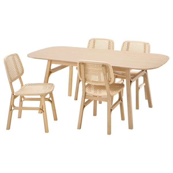 Ikea VOXLÖV / VOXLÖV - Table and 4 chairs, bamboo/bamboo, 180x90 cm