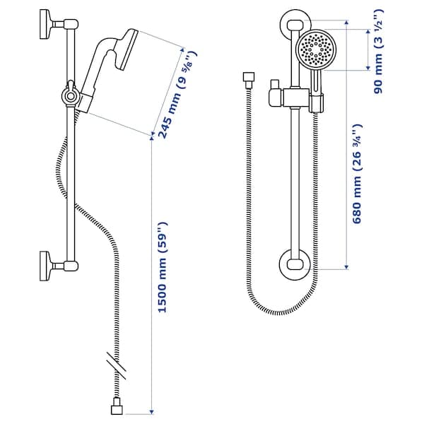 Ikea VOXNAN - Riser rail with handshower kit, chrome-plated