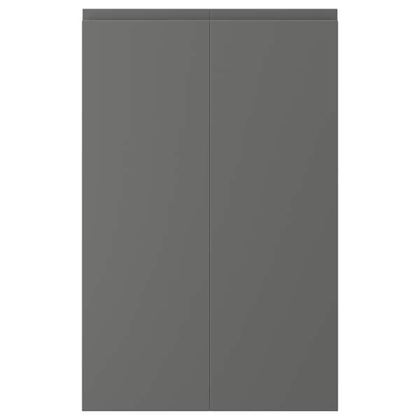 VOXTORP - 2-p door f corner base cabinet set, right-hand dark grey, 25x80 cm