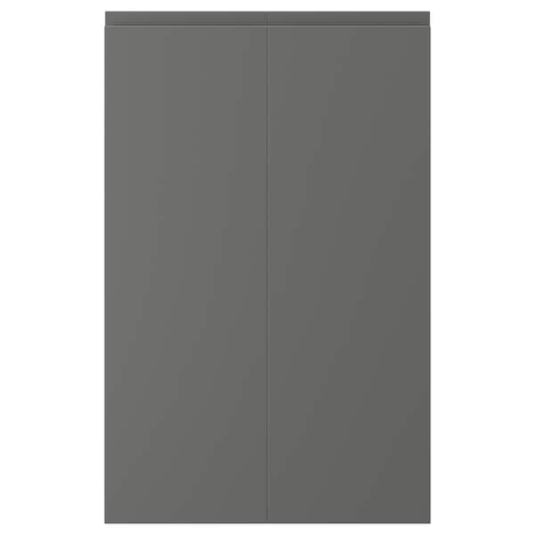 VOXTORP - 2-p door f corner base cabinet set, left-hand dark grey, 25x80 cm